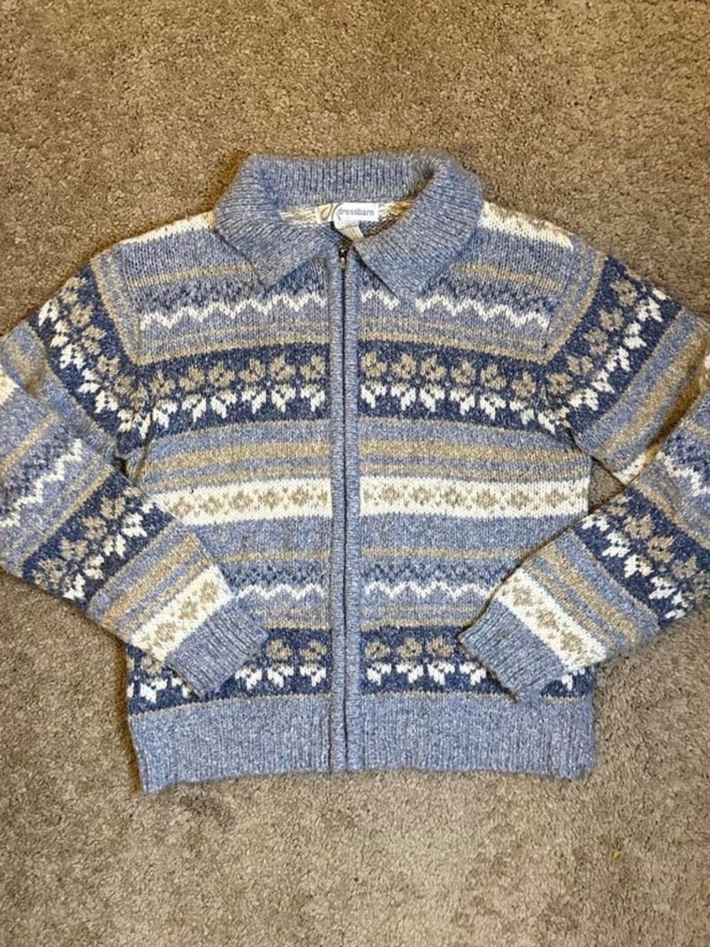 Dress Barn Winter Patterned Zip Up